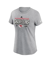 Nike Women's Heather Gray Kansas City Chiefs 2024 Afc Champions Locker Room Trophy Collection T-Shirt