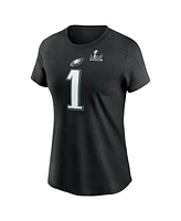 Nike Women's Jalen Hurts Black Philadelphia Eagles Super Bowl Lix Name Number T-Shirt