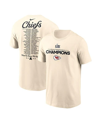 Nike Men's Cream Kansas City Chiefs 2024 Afc Champions Roster T-Shirt