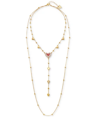 Guess Gold-Tone Crystal Heart Layered Necklace