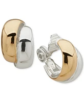 Anne Klein Two-Tone Two-Row Button Clip Earrings