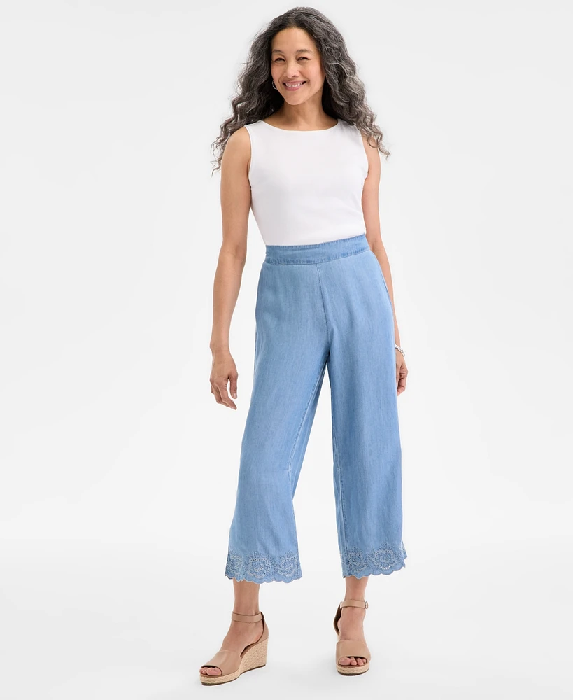 Style & Co Petite Pull-On Scallop-Hem Capri Pants, Exclusively at Macy's