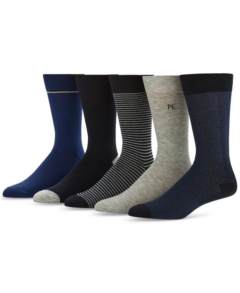 Perry Ellis Portfolio Men's Flat Knit Dress Crew Socks, 5-pack