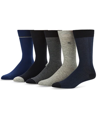 Perry Ellis Portfolio Men's Flat Knit Dress Crew Socks, 5-pack