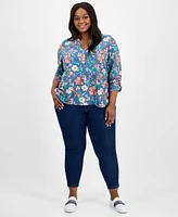 Tommy Hilfiger Plus Floral-Print Popover Tunic, Exclusively at Macy's