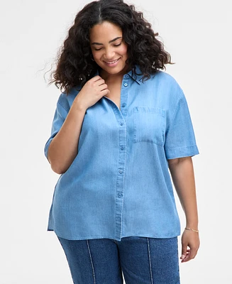 On 34th Trendy Plus Button-Down Woven Top, Created for Macy's