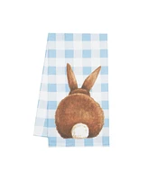 Checkered Blue Easter Bunny Rabbit Cotton Kitchen Dishtowel