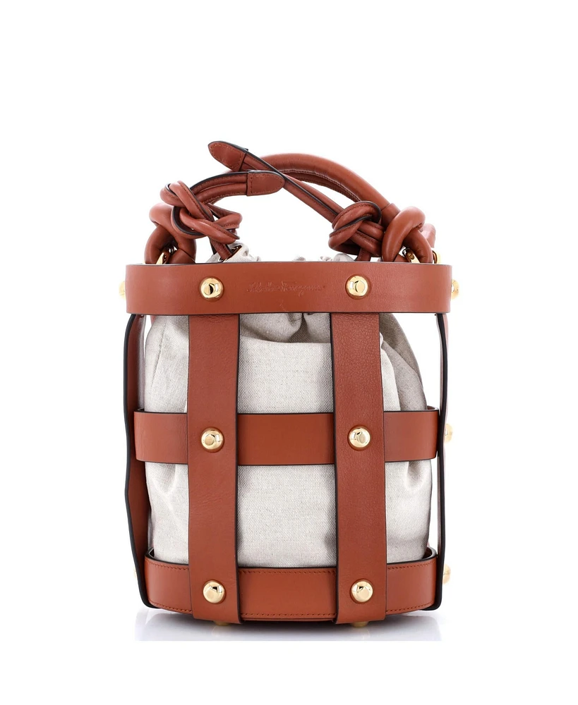 Pre-Owned Salvatore Ferragamo Small Cage Bucket Bag Leather