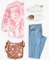 Style Co Floral Print Top Straight Jeans Sneakers Crossbody Bag Exclusively At Macys