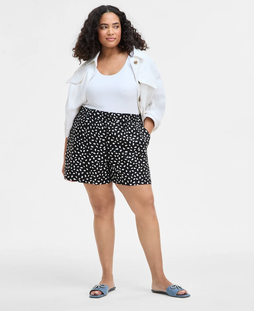 On 34th Trendy Plus Paint Dot Pull-On Shorts, Exclusively at Macy's