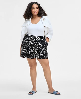 On 34th Trendy Plus Paint Dot Pull-On Shorts, Exclusively at Macy's