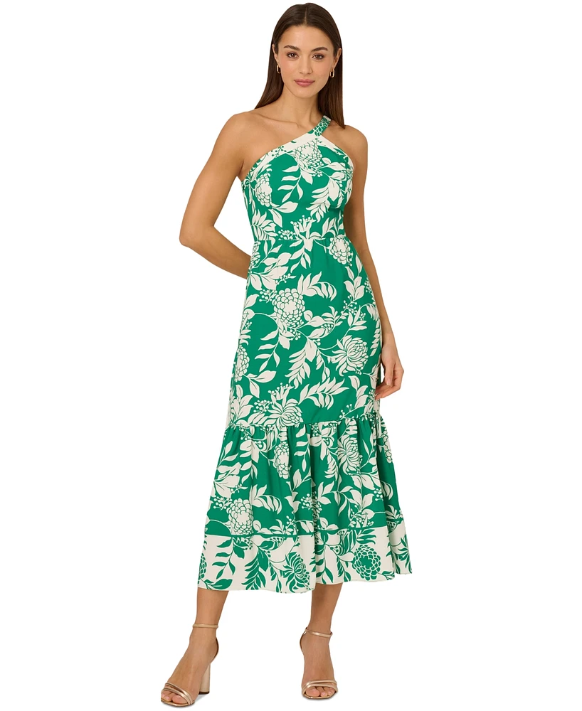 Adrianna by Adrianna Papelll Women's Printed One-Shoulder Midi Dress