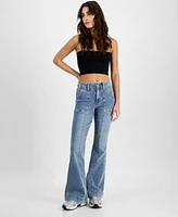 Madden Girl Juniors' High-Rise Front Seam Flare-Leg Jeans