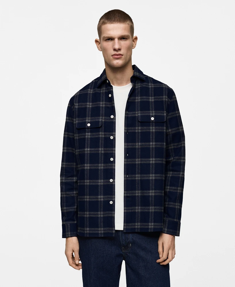 Mango Men's Checked Flannel Overshirt