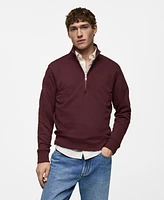 Mango Men's Perkins-Neck Quarter-Zip Pullover Sweatshirt