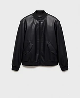 Mango Men's Faux-Leather Bomber Jacket