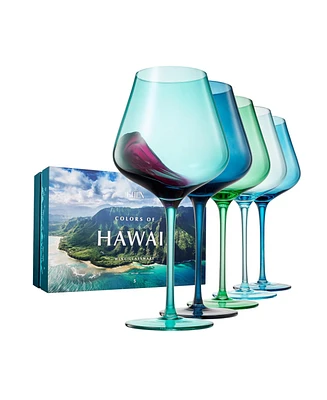 The Wine Savant Colors of Hawaii Beach Wine Glass, Set of 5