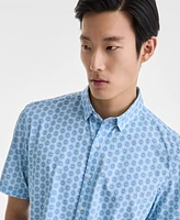 Alfani Men's Kaleidoscope Short Sleeve Geo Print Button-Front Performance Shirt, Exclusively at Macy's