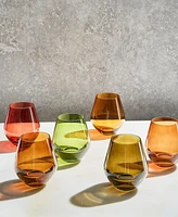 The Wine Savant Shades of Winter Spring Colored Crystal Wine Glasses, Set of 6