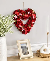 Northlight Wooden Rose Valentine's Day Artificial Spring Wreath, 13.5"