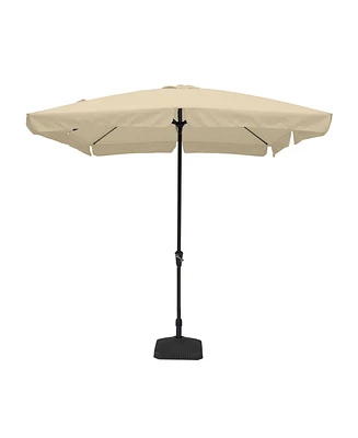 8 ft. x 10 Square Crank Design Skirt with Skylight Outdoor Market Umbrella Navy Blue Base