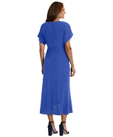 London Times Women's Boat-Neck Flutter-Sleeve Dress