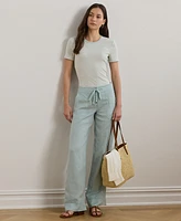 Lauren Ralph Petite 100% Linen Wide-Leg Pants