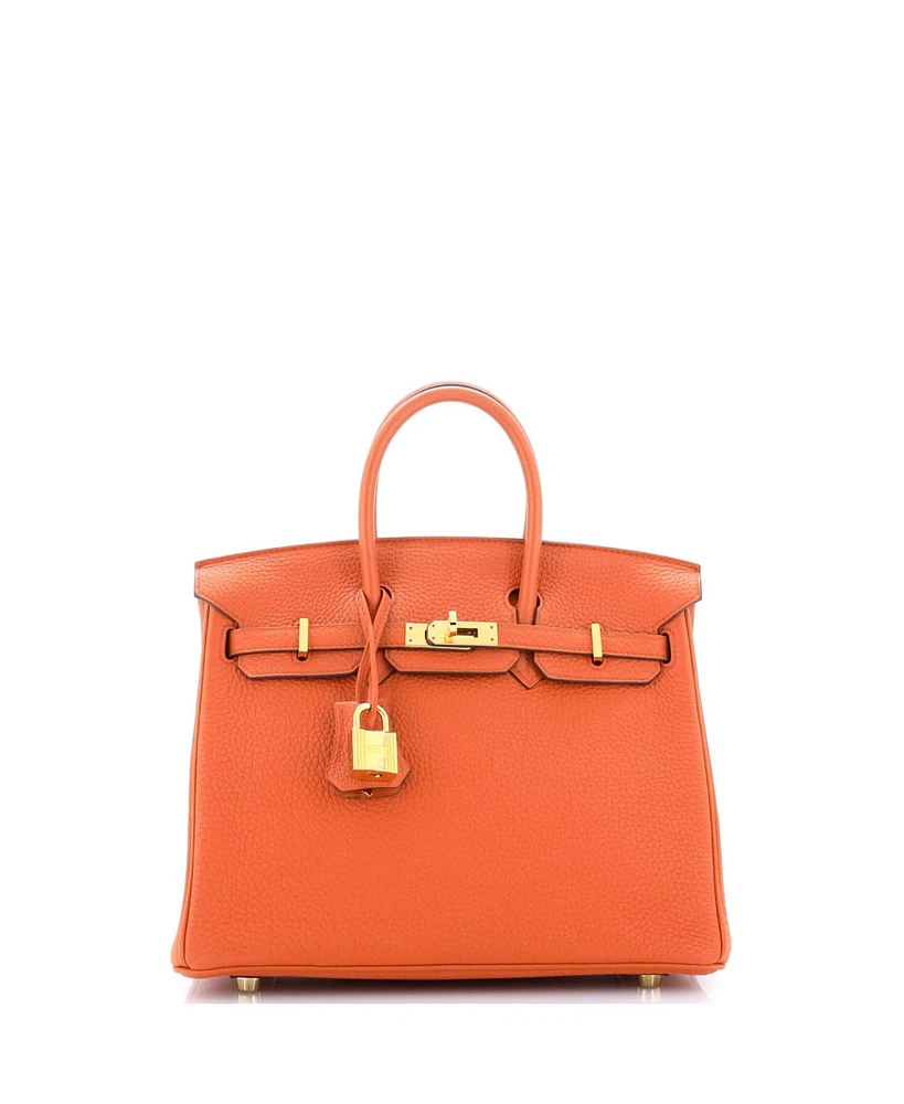 Pre-Owned HERMES Birkin 25 Handbag Orange Togo with Gold Hardware