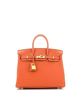 Pre-Owned HERMES Birkin 25 Handbag Orange Togo with Gold Hardware