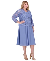 Jessica Howard Plus 2-Pc. Lace Jacket & Dress Set