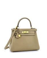 Pre-Owned HERMES Kelly 28 Handbag Light Clemence with Gold Hardware