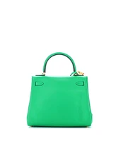 Pre-Owned HERMES Kelly 25 Handbag Green Swift with Gold Hardware