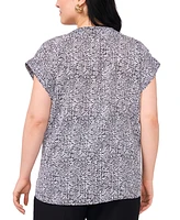 Vince Camuto Plus Size Split-Neck Cap-Sleeve Top