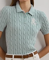 Lauren Ralph Petite Cable-Knit Polo Sweater