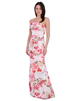 Eliza J Women's Printed Asymmetric Off-The-Shoulder Gown