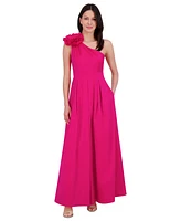 Eliza J Women's Asymmetric Rosette One-Shoulder Gown