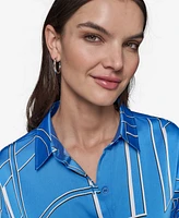 Karl Lagerfeld Paris Plus Oversize Button-Front Utility Blouse