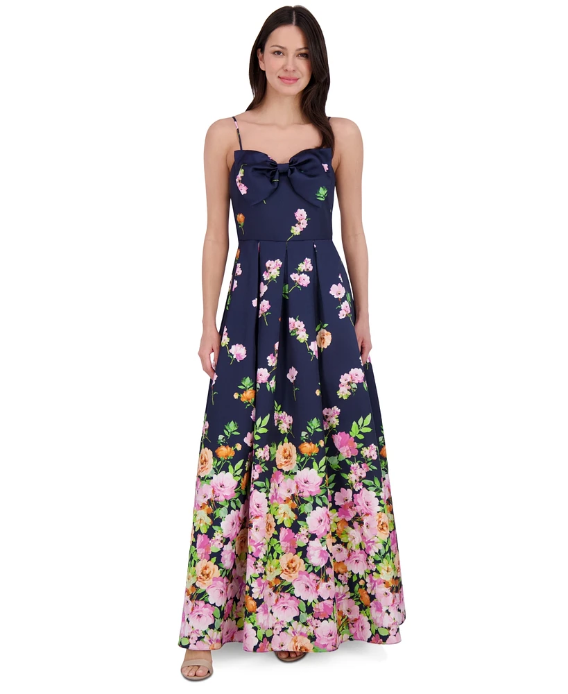 Eliza J Women's Printed Bow Sleeveless Ball Gown