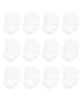 Luvable Friends Cotton Rich Baby Terry Socks 24-Pack, White, 0-6 Months