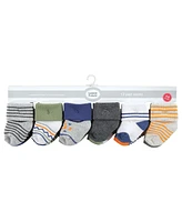 Luvable Friends Cotton Rich Baby Terry Socks 24-Pack, Orange Blue Stripe, 0-6 Months