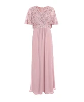 Quiz Women's Sequin Cape Sleeve Maxi Dress
