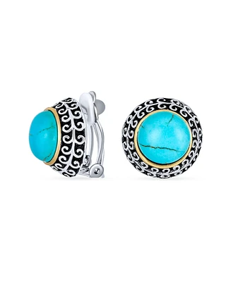 Bling Jewelry Bali Style Two Tone Dome Button Clip On Earrings For Women Non Pierced Ear