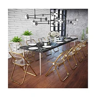 Lawrence Acrylic Folding Chair With Gold Metal Frame