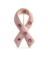 Bling Jewelry Crystal Accent Enamel Pink Ribbon Breast Cancer Survivor Brooche Pin Silver Gold