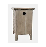 Rustic Shores Distressed Acacia Usb Charging Chairside End Table