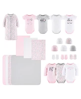 The Peanutshell Newborn Baby Shower Gift Set for Girls, Baby Layette Essentials, Pink, Grey