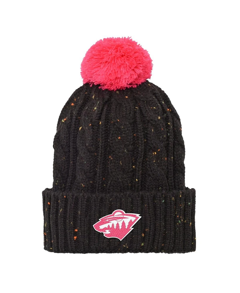 Outerstuff Girls Youth Minnesota Wild Black Nep Yarn Cuffed Knit Hat with Pom