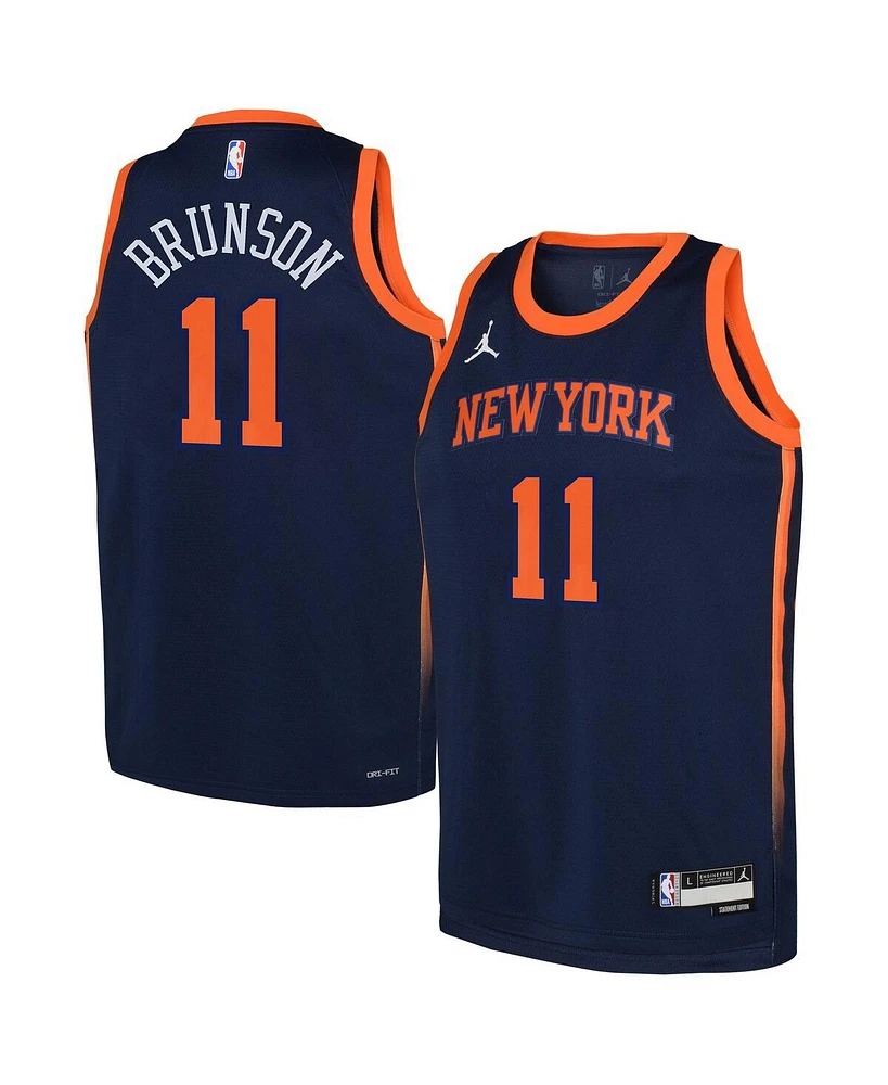 Jordan Youth Jalen Brunson Navy New York Knicks Swingman Jersey - Statement Edition