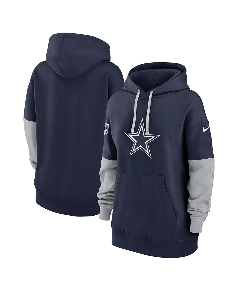 Nike Women's Navy Dallas Cowboys 2024 Sideline Essential Fleece Pullover Hoodie