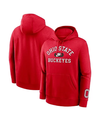 Nike Men's Scarlet Ohio State Buckeyes Legacy Foundational Two-Hit Club Performance Pullover Hoodie